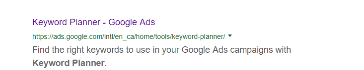 search result for Keyword Planner