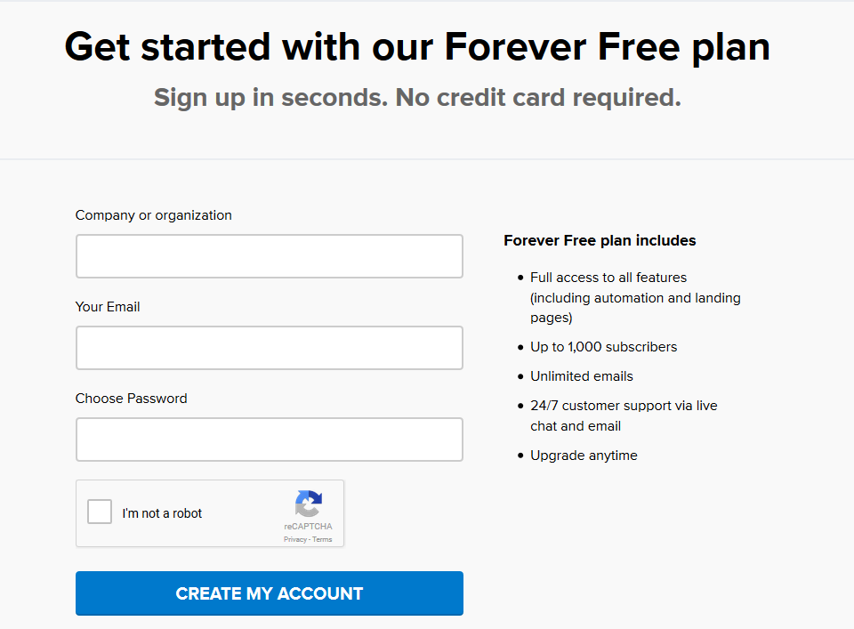 MailerLite sign up form